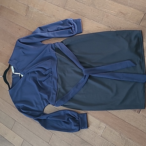 NWT 🆕️ Grace Karin Womens Wrap Slim Fit Navy Blue and Black with Long Sleeve XL - Picture 8 of 8